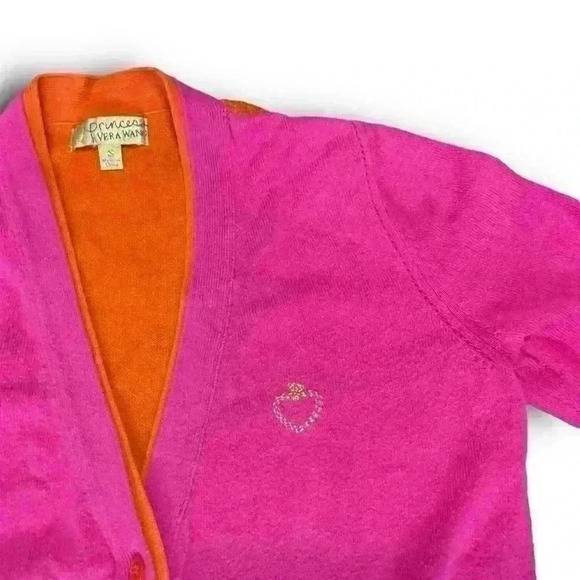 Princess Vera Wang Y2K cardigan button up sweater pink multi colorblock glitter - Picture 5 of 11